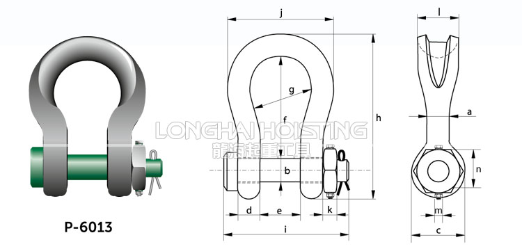荷兰GreenPin P-6013重型弓型卸扣尺寸