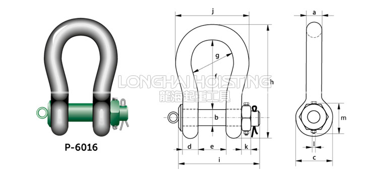 荷兰GreenPin P-6016重型弓型卸扣尺寸
