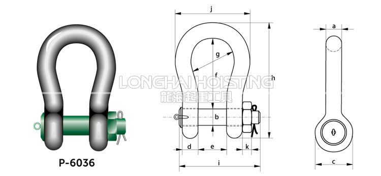 荷兰GreenPin P-6036重型弓型卸扣尺寸