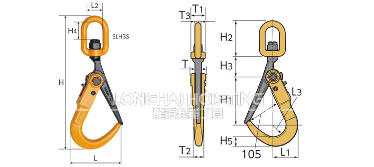 世霸SUPER SLH-S旋转钢板吊钩尺寸