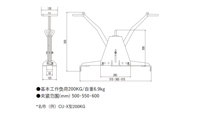 三木CU-X型混凝土制品夹钳参数