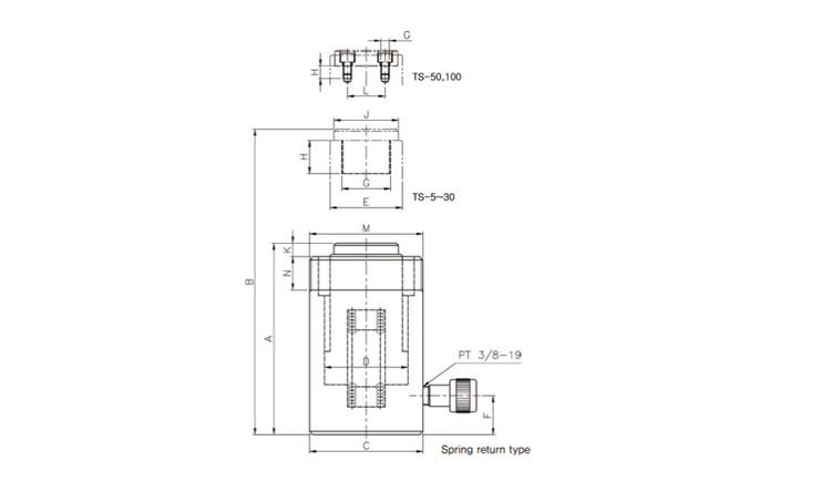 TECPOS TS单作用分离式千斤顶尺寸