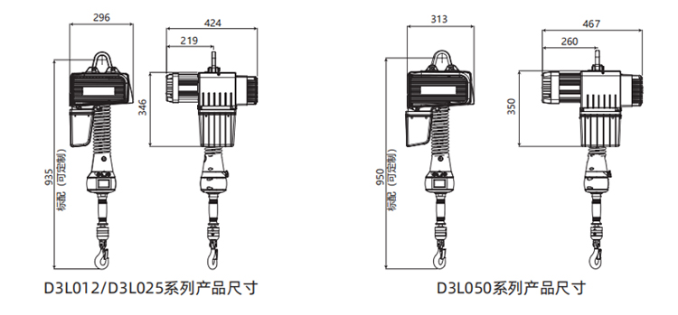 D3系列环链智能提升机尺寸