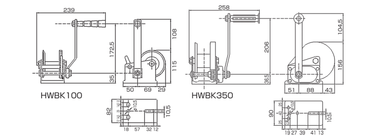 HHH HWBK型手摇绞盘尺寸