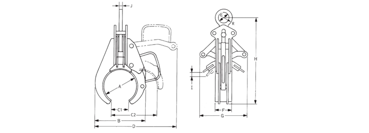EAGLE CLAMP PCL管道水平吊钳尺寸