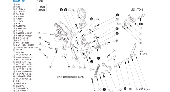 V-25三木竖吊钢板夹钳分解图