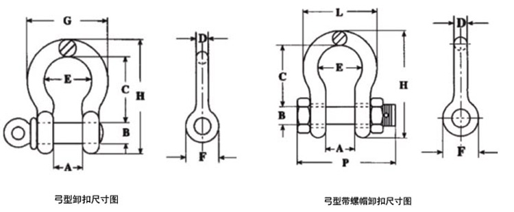 弓形卸扣尺寸