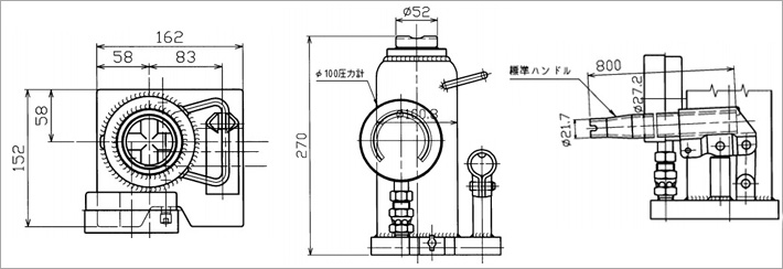 MH-20P带压力表千斤顶尺寸