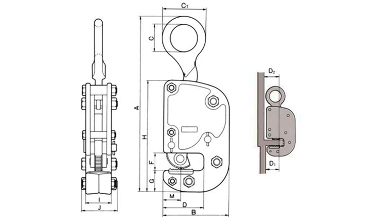 三木HV-K竖吊钢板夹钳尺寸
