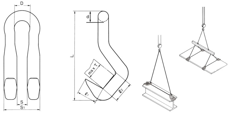 DL型三木钢板吊钩尺寸