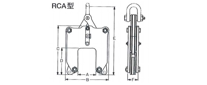 鹰牌RCA型钢轨起重钳吊装案例尺寸图