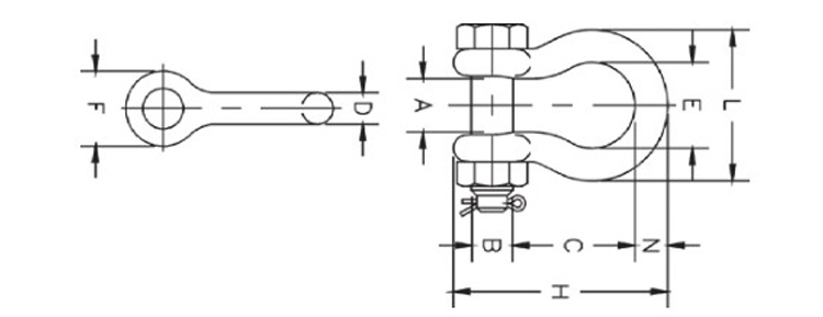 G-2130A弓形卸扣尺寸