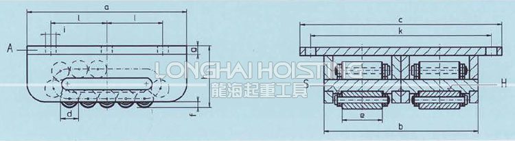 德国ZAS双排轮滚轮小车尺寸图