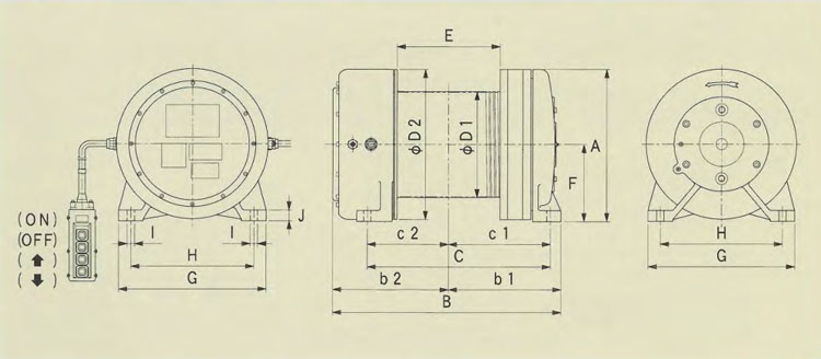 FE系列铝合金卷扬机尺寸图