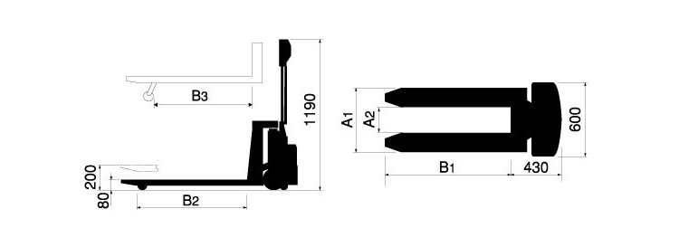 BISHAMON电动液压搬运车NER型尺寸图