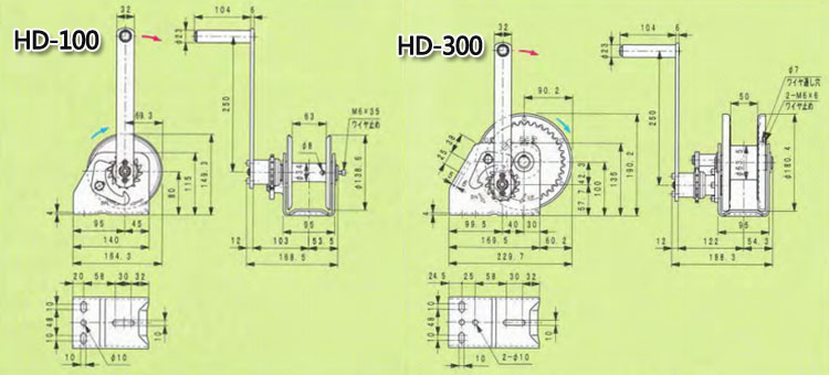 HD型FUJI手摇绞盘尺寸图
