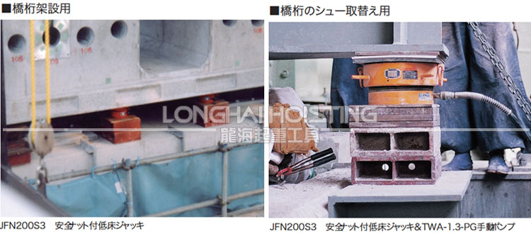 JFN型附安全螺母低地面千斤顶应用