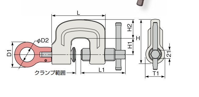 世霸SUC螺旋式钢板吊钳尺寸