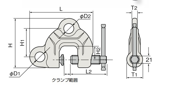 世霸SDC-N螺旋式钢板吊钳尺寸