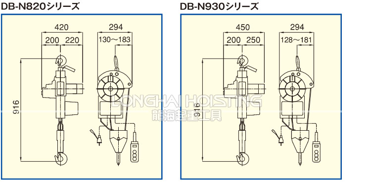 DB-N型小金刚电动葫芦尺寸